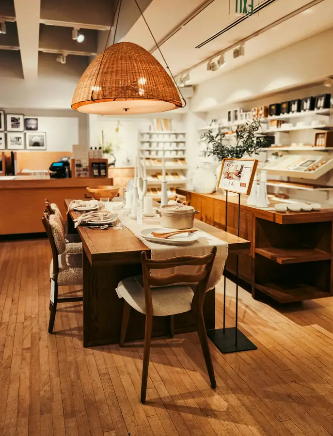 Image of elegant tableware display in a store