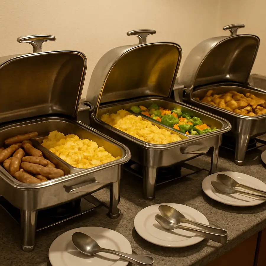 Buffet Warmers Displaying Food