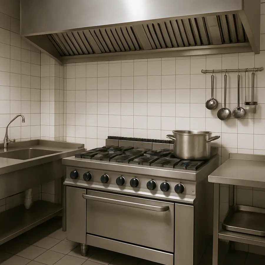 Commercial kitchen with range