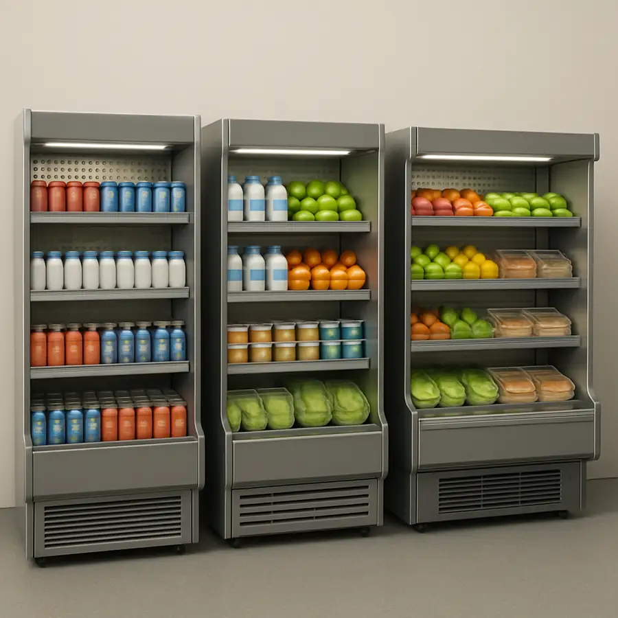 Various types of open air merchandisers