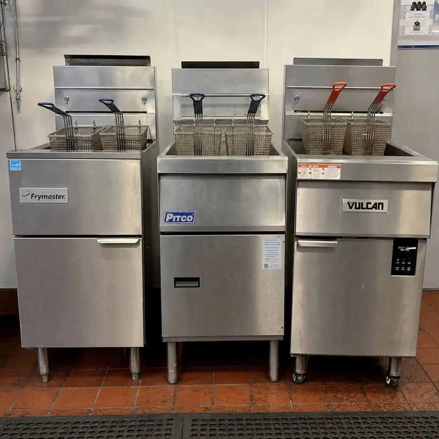 Image of commercial fryers from Frymaster, Pitco, and Vulcan