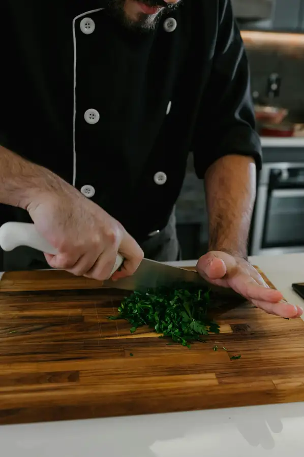 Chef using a professional knife set