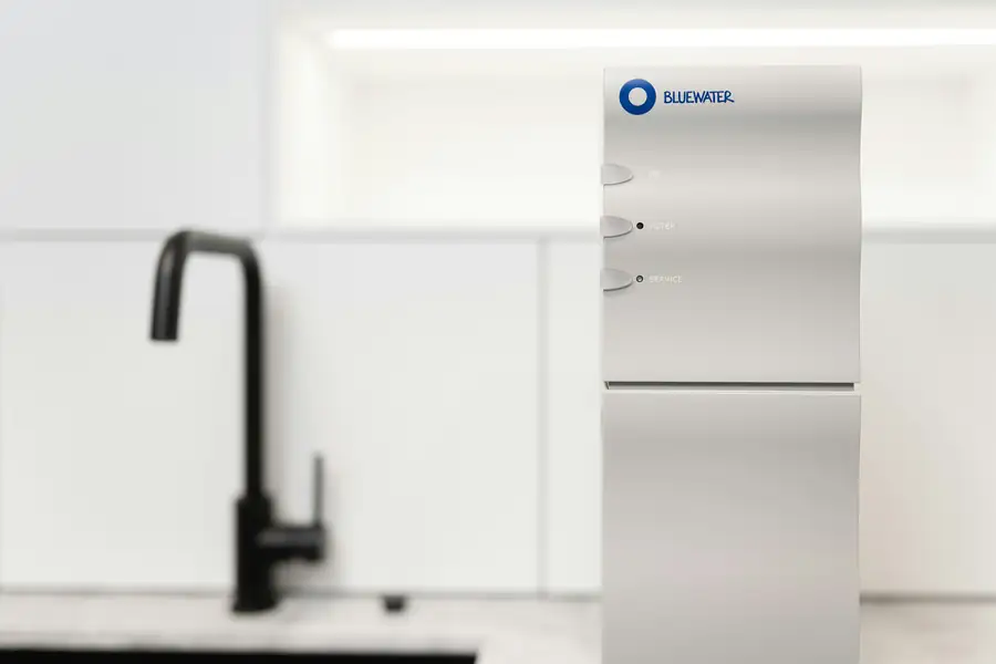 Illustration of installing a nugget ice maker in a kitchen
