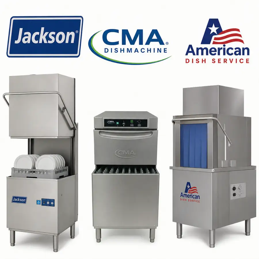 Logos of Jackson, CMA Dishmachine, and American Dish Service