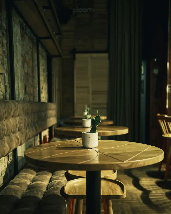 Image of a cozy cafe interior with decorative elements