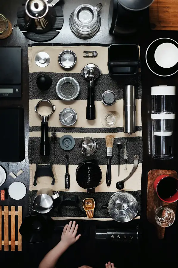 Measurement tools and a kitchen layout plan for proper fitting