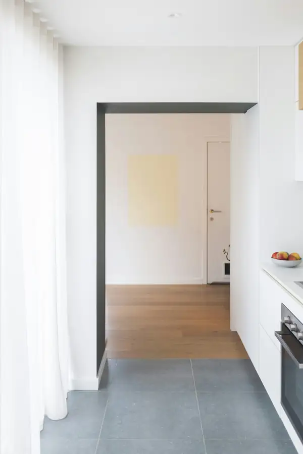 Illustration of kitchen space with microwave and oven