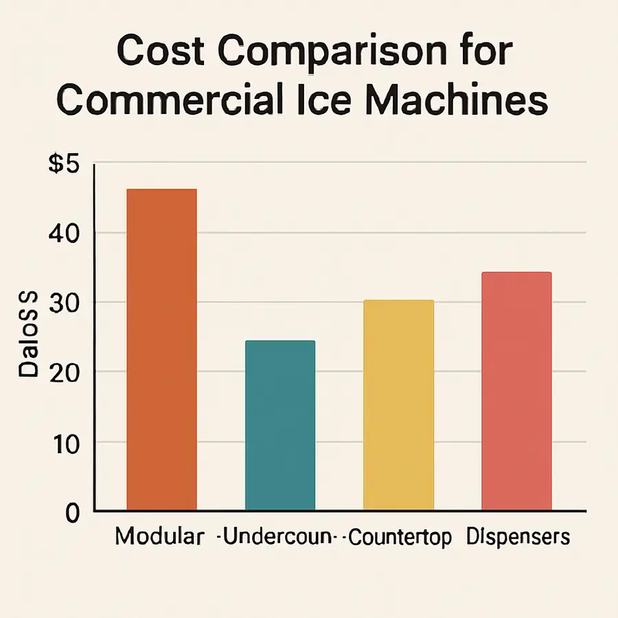 A cost comparison chart for different types of commercial ice machines
