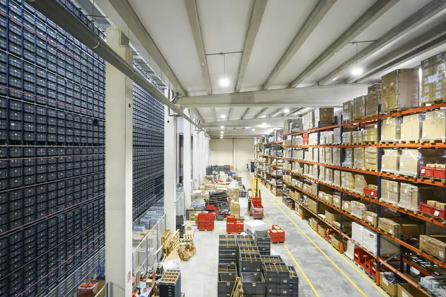 A warehouse storing new restaurant equipment ready for purchase