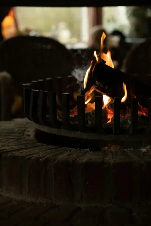 Wood-fired pizza oven in a rustic setting