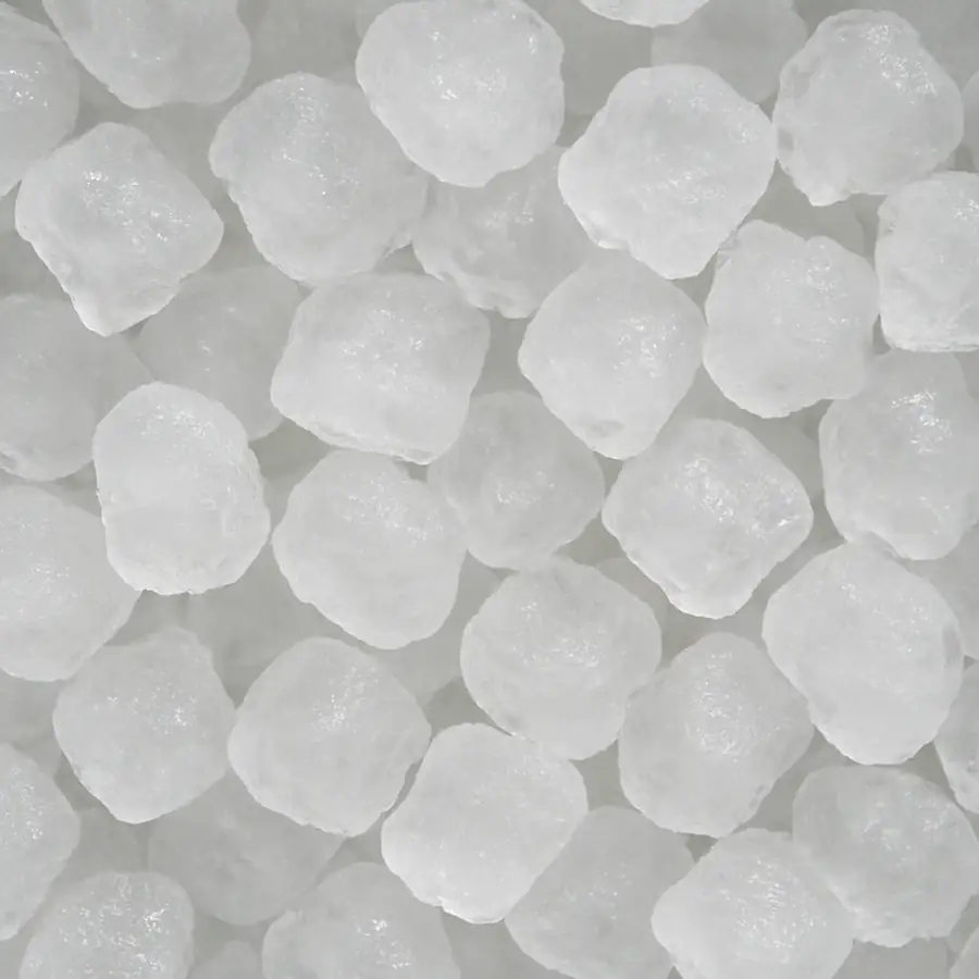 Close-up of nugget ice pieces from a nugget ice maker