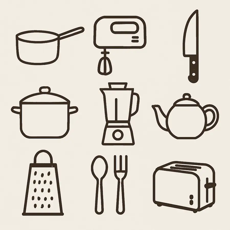 Various types of kitchen equipment