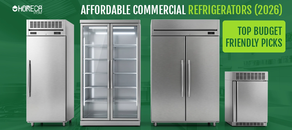 Affordable commercial refrigerators 2026 featuring budget-friendly reach-in refrigerators and glass door merchandisers for restaurants.