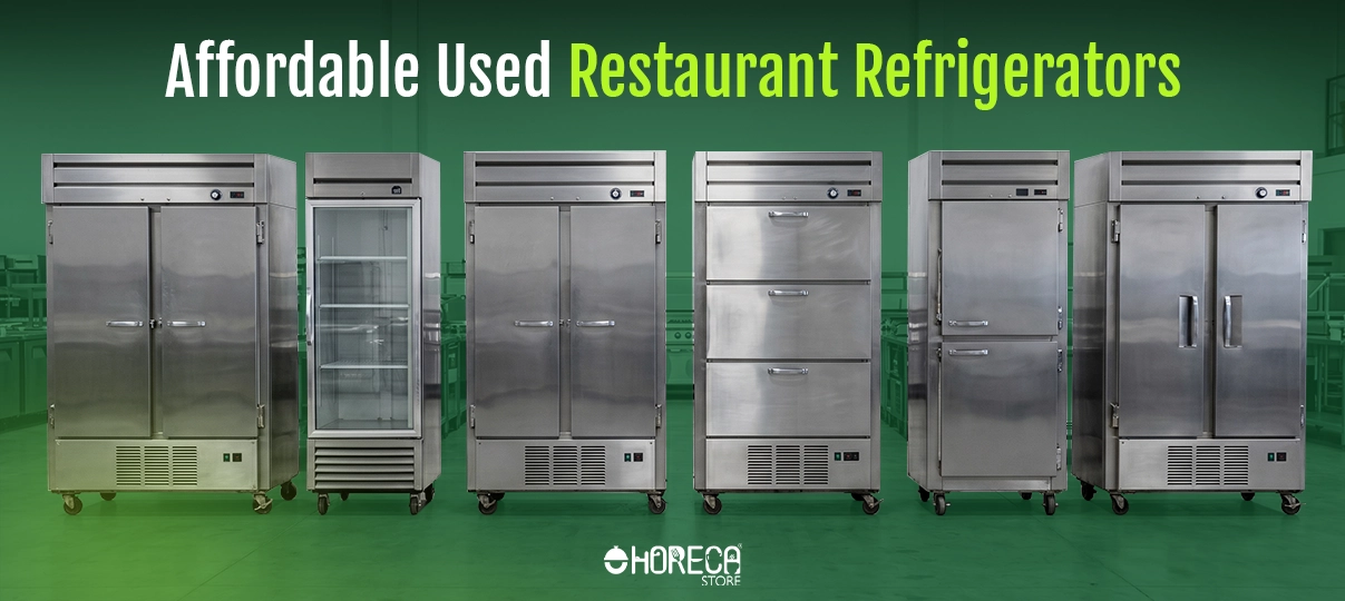 Affordable used restaurant refrigerators featuring commercial reach-in refrigerators, glass door merchandiser refrigerators, and refrigerated storage units for restaurants, cafes, and foodservice businesses seeking cost-effective refrigeration solutions.