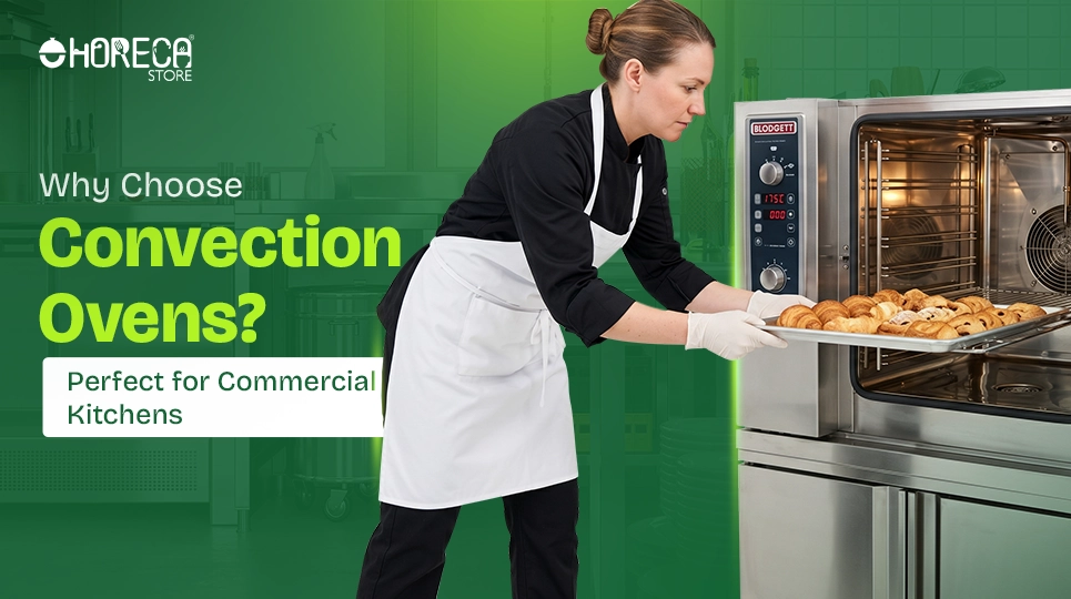 Commercial convection oven baking pastries chef using professional oven for restaurant kitchen cooking