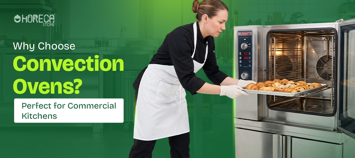 Commercial convection oven baking pastries chef using professional oven for restaurant kitchen cooking