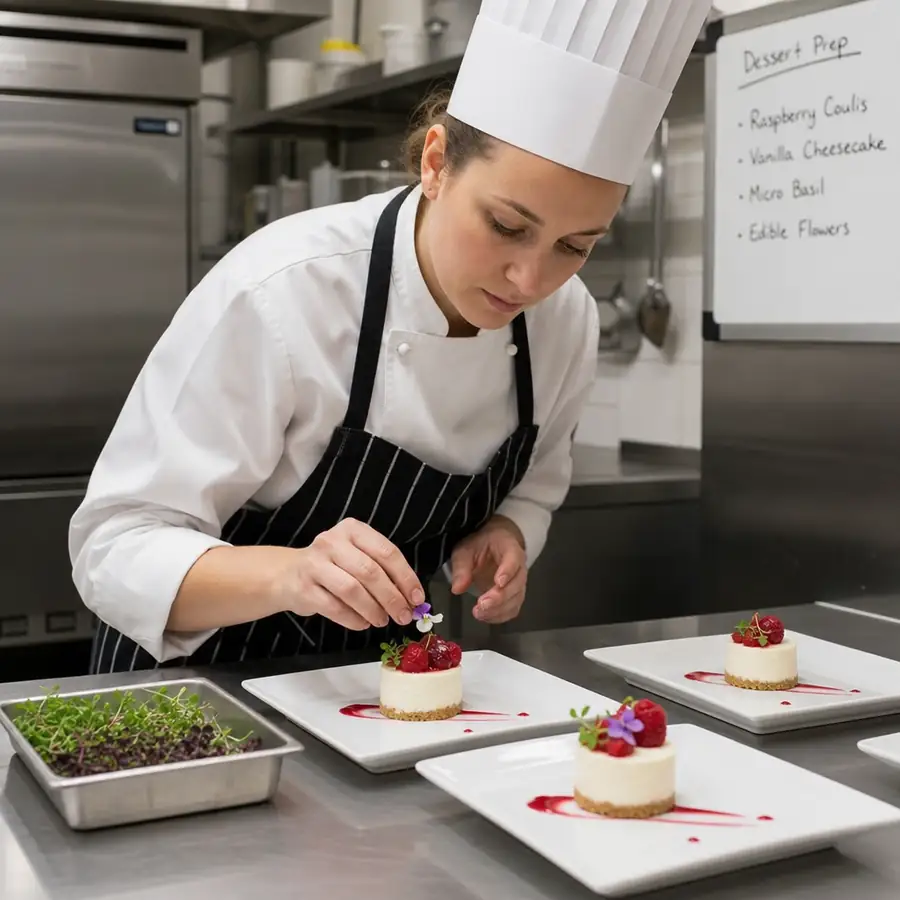Dessert truck prep stations, induction cooking, and high-speed blender equipment for mobile service