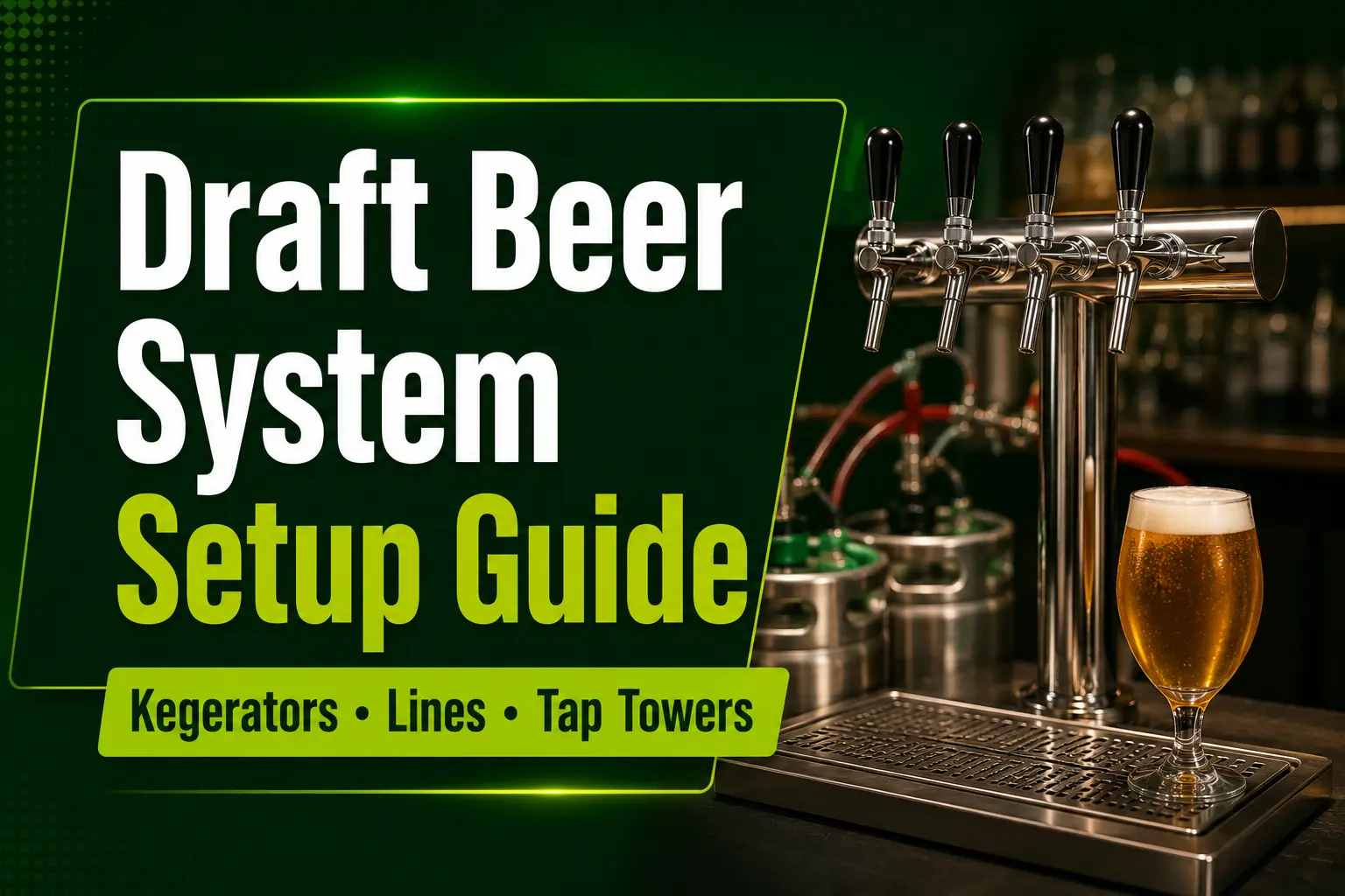 Learn how to set up a draft beer system with kegerators, beer lines, CO₂, and tap towers for smooth, consistent pours every time.