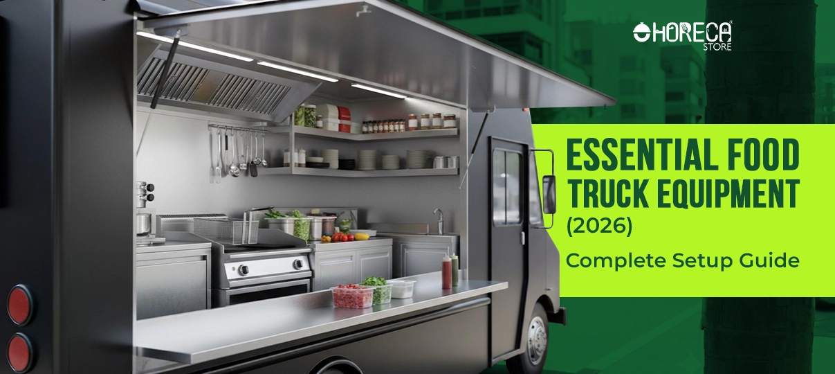 Essential food truck equipment 2026 complete setup with commercial kitchen inside mobile food truck