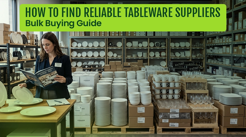 How to find reliable tableware suppliers for bulk buying featuring wholesale dinnerware, glassware, and restaurant supplies.