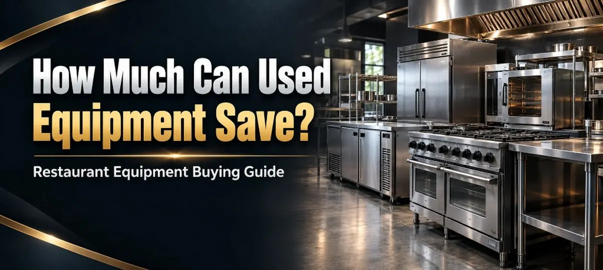 Commercial kitchen with reach-in refrigerators, a gas range, a convection oven, and prep tables under a hood