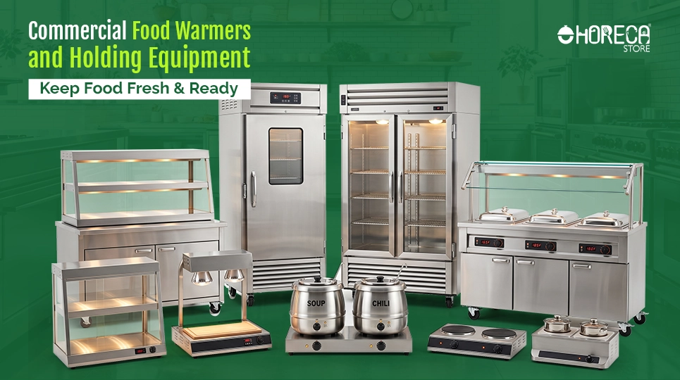 Commercial food warmers and holding equipment featuring heated display cases, warming cabinets, soup warmers, buffet stations, and heated shelves to keep food fresh, hot, and ready for service in restaurants and catering businesses.