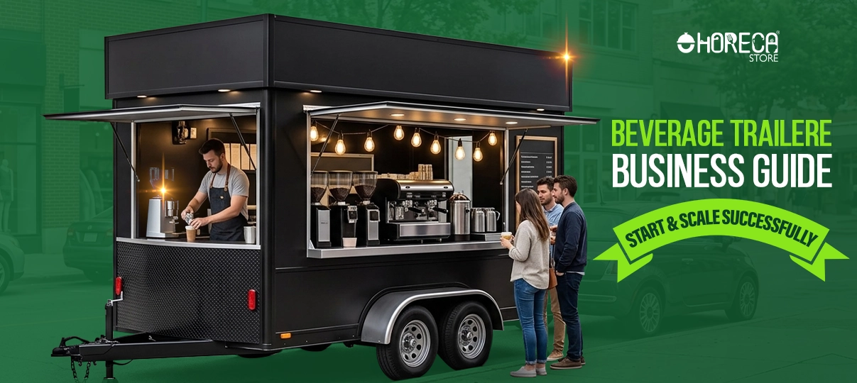 Beverage trailer business guide featuring mobile coffee and drink trailer with espresso machines, customers, and tips to start and scale a successful beverage trailer business.
