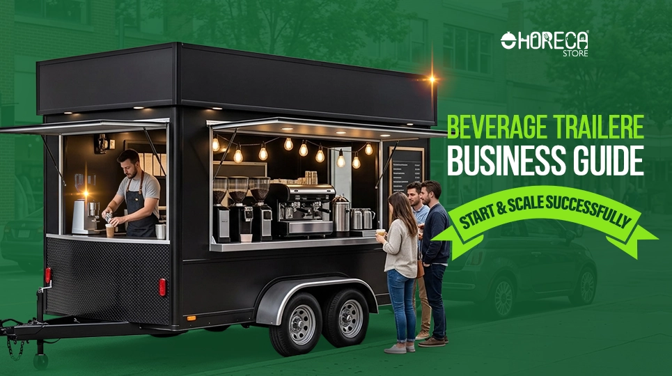 Beverage trailer business guide featuring mobile coffee and drink trailer with espresso machines, customers, and tips to start and scale a successful beverage trailer business.