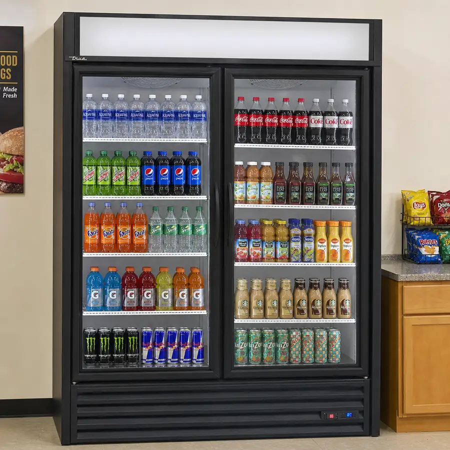 Commercial Beverage-Air reach-in refrigerator with shelves for kitchen ingredient storage
