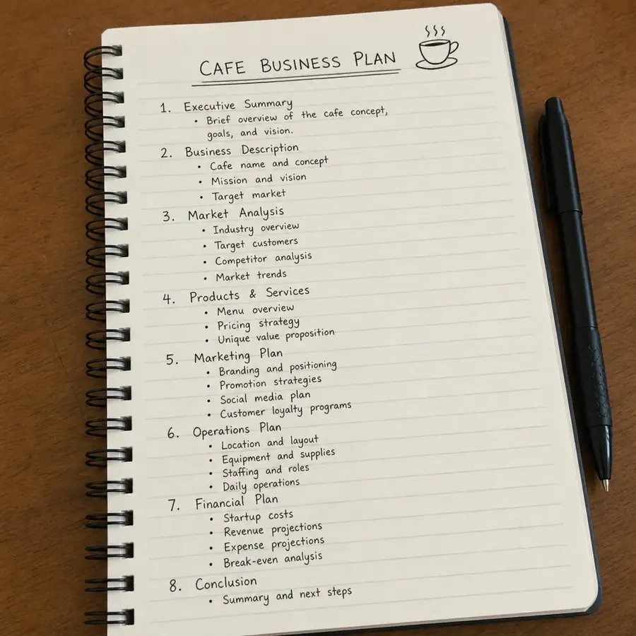 Cafe location and floor space planning for a new coffee shop buildout