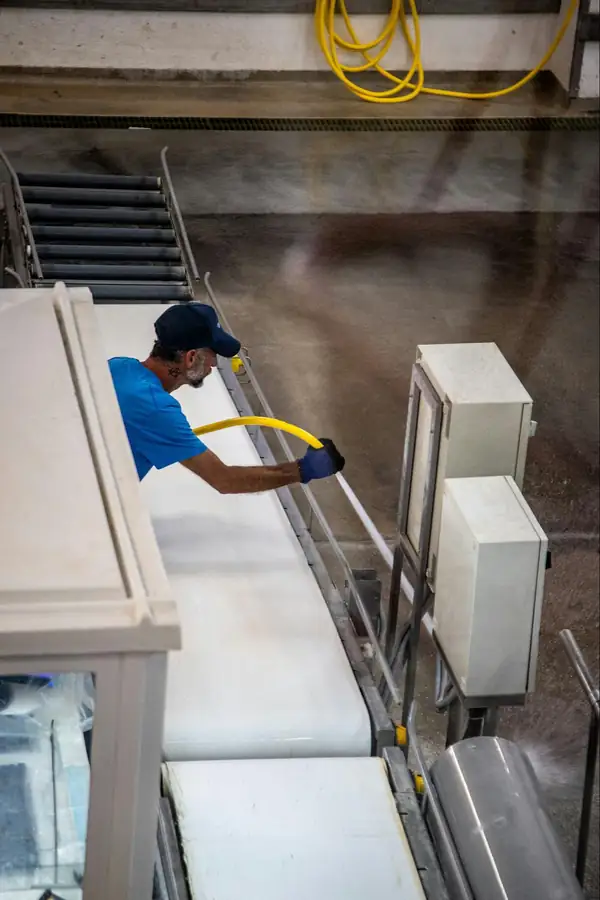 Commercial kitchen layout integrating freezer placement into workflow