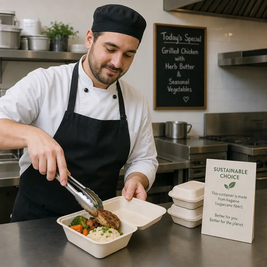 Heat-resistant eco-friendly meal prep and takeout containers suitable for hot foods