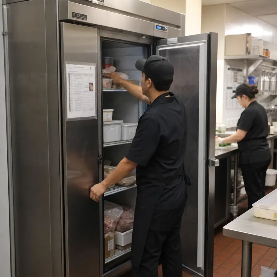 Stainless steel commercial reach-in freezer for restaurant frozen food storage
