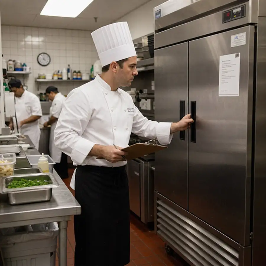 Types of used commercial fridges including reach-in, prep table, undercounter, and display coolers