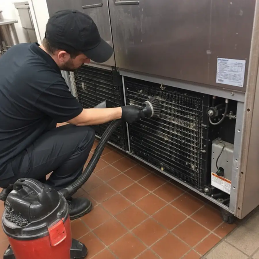 Used commercial refrigerators and freezers in a professional kitchen buying and inspection context