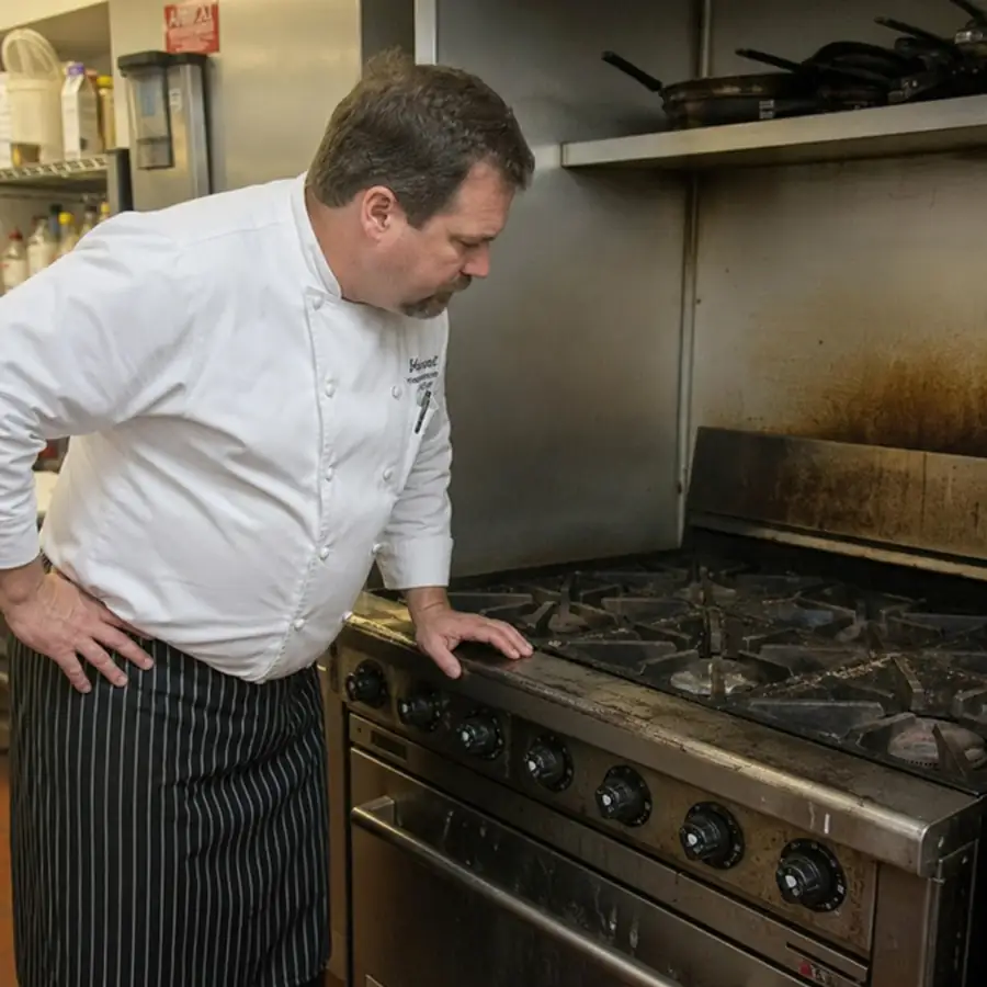 Used commercial kitchen equipment including stainless steel appliances for restaurants and cafes