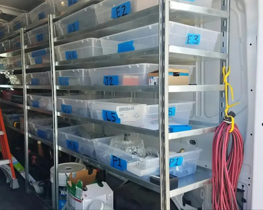 Large commercial chest freezer used for bulk frozen storage in a foodservice setting