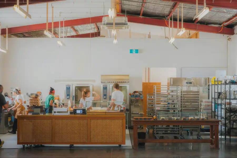 Commercial kitchen layout with space allocated for a walk-in refrigerator