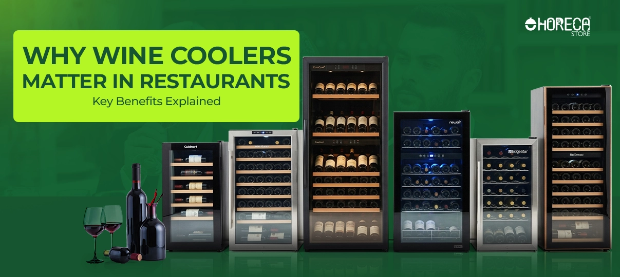 Wine coolers for restaurants with multiple bottle storage units and commercial wine refrigerators lineup