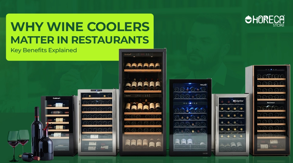 Wine coolers for restaurants with multiple bottle storage units and commercial wine refrigerators lineup