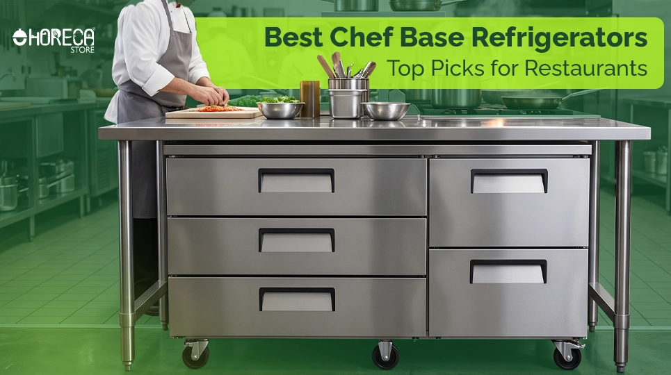 Best chef base refrigerators for restaurants featuring stainless steel refrigerated chef base with drawer storage, prep workstation, and commercial kitchen refrigeration for foodservice operations.