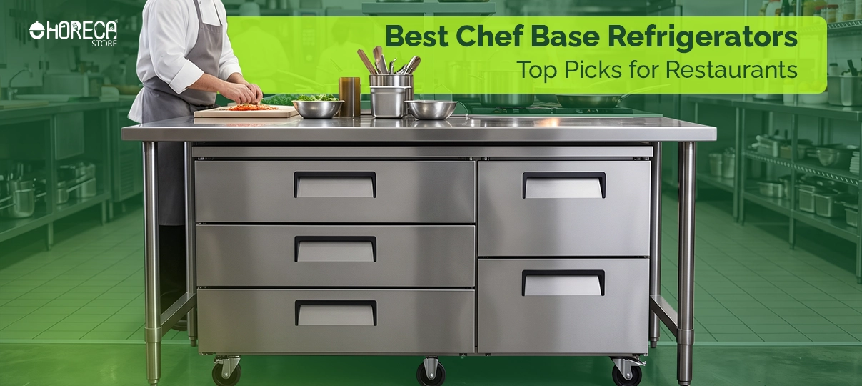 Best chef base refrigerators for restaurants featuring stainless steel refrigerated chef base with drawer storage, prep workstation, and commercial kitchen refrigeration for foodservice operations.