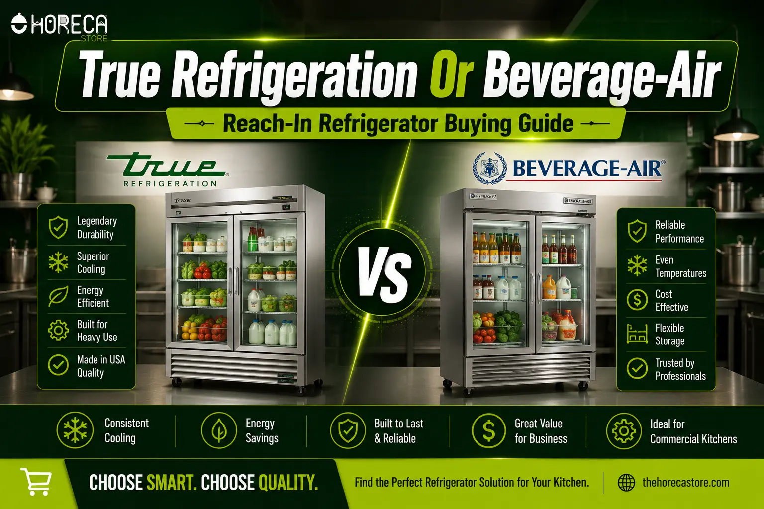 Compare True Refrigeration vs Beverage-Air reach-in refrigerators for cooling, durability, energy efficiency, and long-term value.
