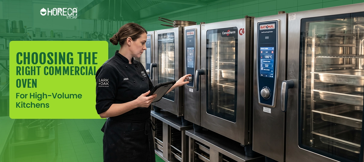 Choosing the right commercial oven for high-volume kitchens featuring combi ovens and professional cooking equipment for restaurants.