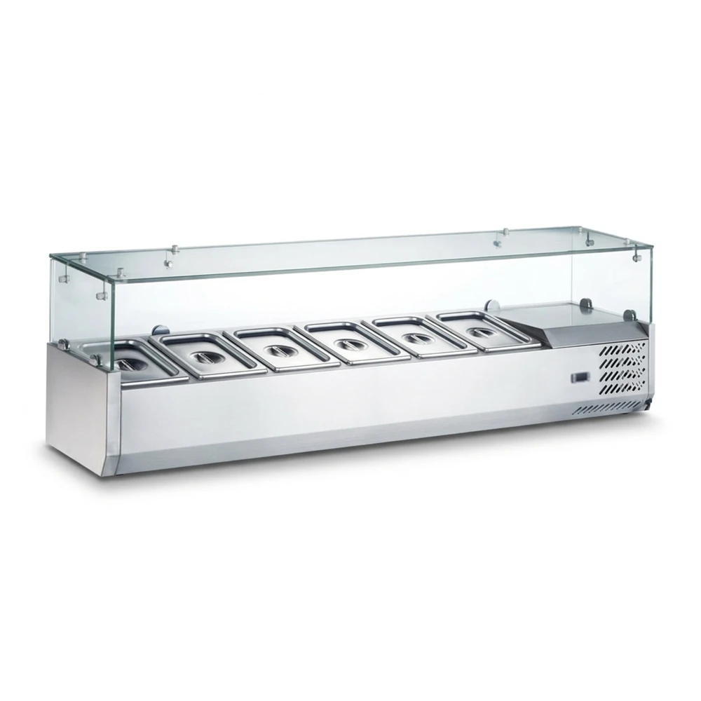 ChefPro Series 60" Countertop Salad Bar, 6 Pans, Stainless Steel, 33°F to 41°F, 115v