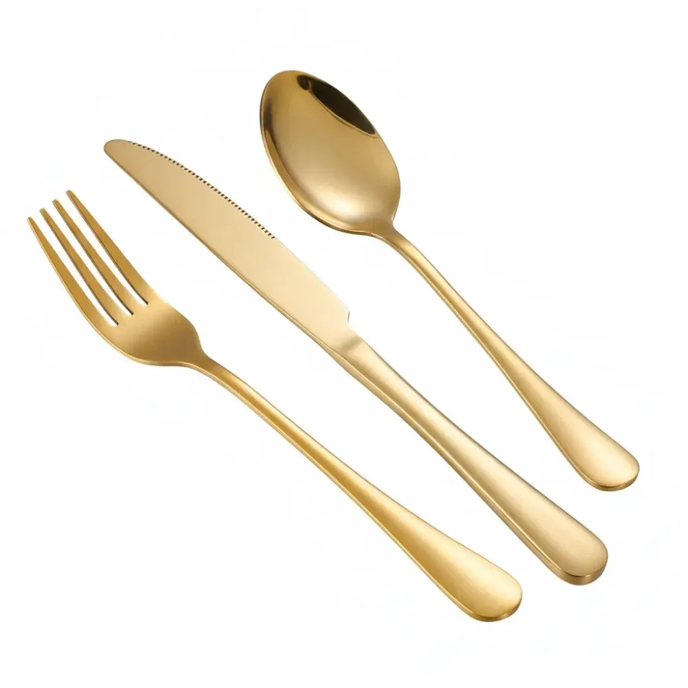 ServeCraft Series Stainless Steel Cutlery Set, Gold Hammered, Service for 20, 60 Pieces