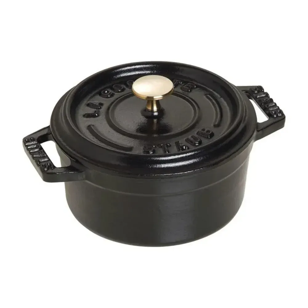 Staub 1003176 0.25-qt Cast Iron Mini Round Cocotte, Black