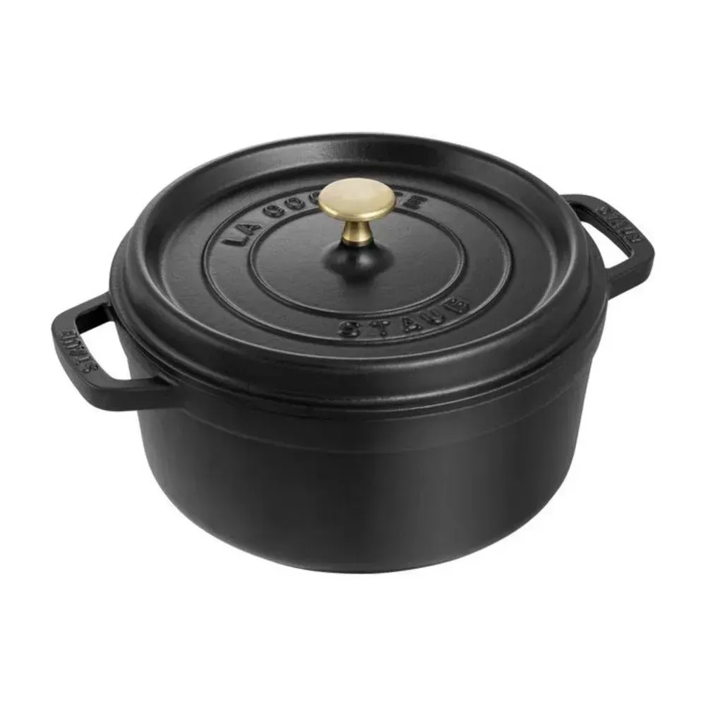 Staub 1003195 4-qt Enameled Cast Iron Cocotte with Lid, Black