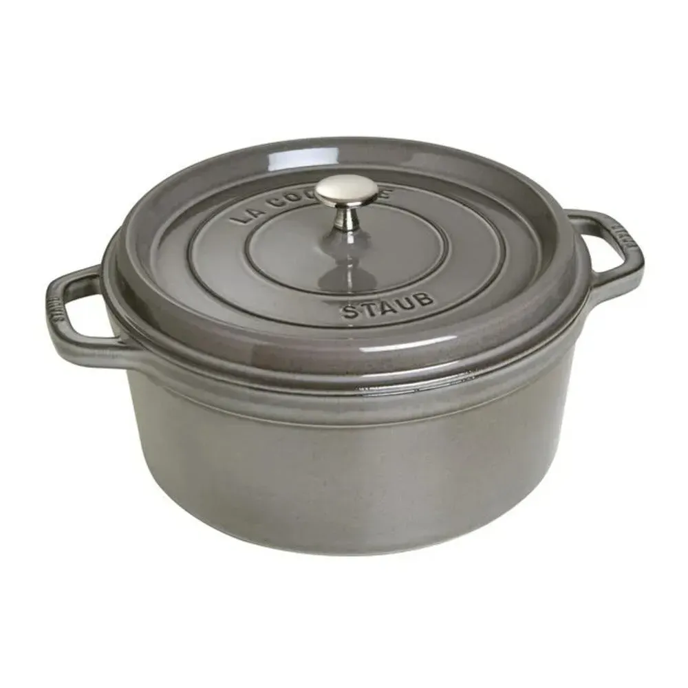 Staub 1003926  7-qt Cast Iron Round Cocotte with Lid, Graphite Grey