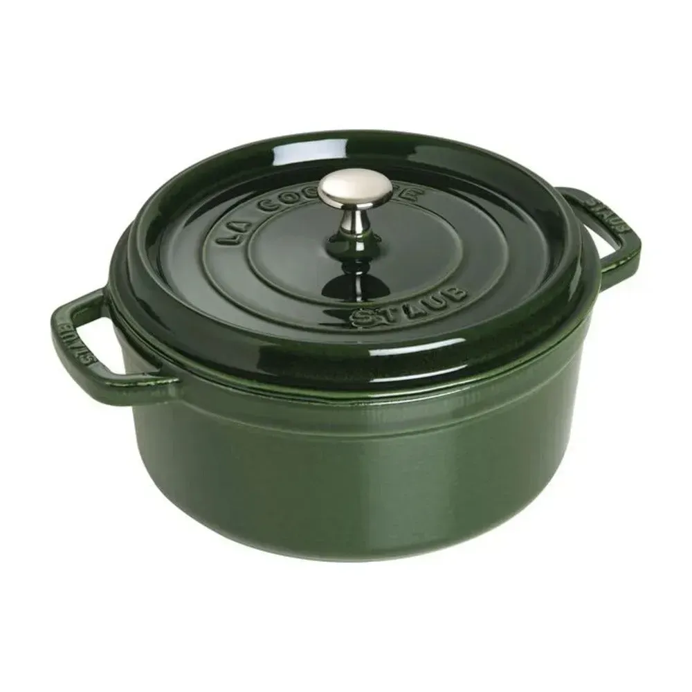 Staub 1003977 5.5-qt Cast Iron Round Cocotte with lid, Basil